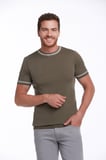 Haki Slim Fit Basic Bisiklet Yaka Triko Tişört | XL