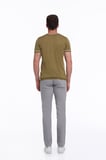 Yeşil Slim Fit Basic Bisiklet Yaka Triko Tişört | S