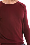 Bordo Regular Fit Düz Bisiklet Yaka Yün Triko Kazak | M