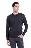 Antrasit Klasik Bisiklet Yaka Regular Fit Triko | M
