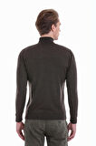Kahverengi Regular Fit Düz Balıkçı Yaka Yün Triko Kazak | XL