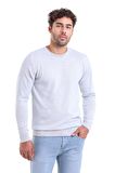Erkek Gri Regular Fit Yünlü Düz Bisiklet Yaka Triko Kazak | 3XL