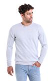 Erkek Gri Regular Fit Yünlü Düz Bisiklet Yaka Triko Kazak | 3XL