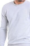 Erkek Gri Regular Fit Yünlü Düz Bisiklet Yaka Triko Kazak | 3XL