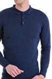 İndigo Regular Fit Düz Polo Yaka Yün Triko Kazak | M