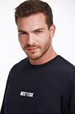 Lacivert Regular Fit Pamuklu Bisiklet Yaka Sweatshirt | XXL