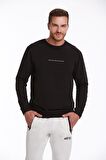 Siyah Regular Fit Pamuklu Bisiklet Yaka Sweatshirt | XXL