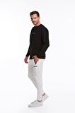 Siyah Regular Fit Pamuklu Bisiklet Yaka Sweatshirt | XXL