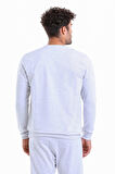 Gri Melanj Regular Fit Desenli Bisiklet Yaka Sweatshırt