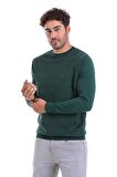 Erkek Yeşil Regular Fit Yünlü Desenli Bisiklet Yaka Triko Kazak | XL