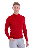 Kırmızı Regular Fit Düz Balıkçı Yaka Klasik Yün Triko Kazak | 3XL