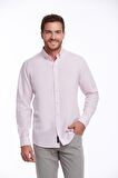 Pembe Comfort Fit %100 Pamuk Uzun Kollu Basic Gömlek | M