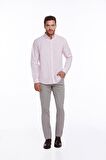 Pembe Comfort Fit %100 Pamuk Uzun Kollu Basic Gömlek | M