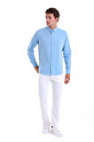 Turkuaz Comfort Fit Düz 100% Pamuk Slim Yaka Uzun Kollu Casual Oxford Gömlek
