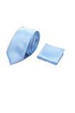 Mavi Basic Micro Saten İkili Kravat Mendil Set | STD