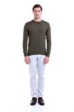 Yeşil Bisiklet Yaka Regular Fit Triko Kazak | XL