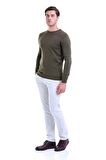 Yeşil Bisiklet Yaka Regular Fit Triko Kazak | XL