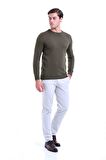 Yeşil Bisiklet Yaka Regular Fit Triko Kazak | XL