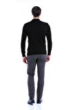 Siyah Yarım Balıkçı Regular Fit Triko Kazak | XL