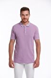 Lila %100 Pamuk Regular Fit Polo Yaka Tişört | M