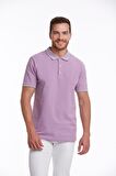 Lila %100 Pamuk Regular Fit Polo Yaka Tişört | M
