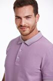 Lila %100 Pamuk Regular Fit Polo Yaka Tişört | S