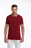 Bordo %100 Pamuk Regular Fit Polo Yaka Tişört | S