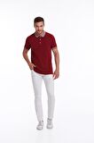 Bordo %100 Pamuk Regular Fit Polo Yaka Tişört | S