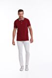 Bordo %100 Pamuk Regular Fit Polo Yaka Tişört | S