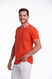 Nar Çiçeği %100 Pamuk Regular Fit Polo Yaka Tişört | L