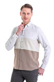 Gri Comfort Fit Düz Düğmeli Yaka Uzun Kollu Casual Flanel Gömlek | S