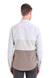 Gri Comfort Fit Düz Düğmeli Yaka Uzun Kollu Casual Flanel Gömlek | S