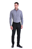 Düz Comfort Fit Pamuklu Slim Yaka Uzun Kollu Flanel Gömlek