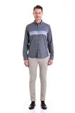 Lacivert Comfort Fit Düz Düğmeli Yaka Uzun Kollu Casual Flanel Gömlek | L