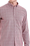 Bordo Comfort Fit Desenli Düğmeli Yaka Uzun Kollu Casual Flanel Gömlek | S