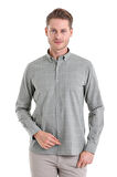 Yeşil Comfort Fit Desenli Düğmeli Yaka Uzun Kollu Casual Flanel Gömlek | S