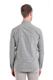 Yeşil Comfort Fit Desenli Düğmeli Yaka Uzun Kollu Casual Flanel Gömlek | S