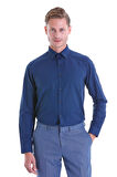 Lacivert Slim Fit Pamuklu Uzun Kollu Gömlek | L
