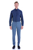 Lacivert Slim Fit Pamuklu Uzun Kollu Gömlek | L