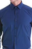 Lacivert Slim Fit Pamuklu Uzun Kollu Gömlek | L