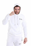 Ekru Regular Fit Düz Kapüşonlu Pamuklu Kanguru Cep Sweatshirt