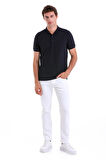 Lacivert Comfort Fit Düz 100% Pamuk Polo Yaka Polo Yaka Tişört