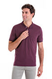 Mor Comfort Fit Düz 100% Pamuk Polo Yaka Polo Yaka Tişört