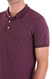 Mor Comfort Fit Düz 100% Pamuk Polo Yaka Polo Yaka Tişört