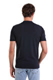 Lacivert Comfort Fit Düz Polo Yaka Rayon Tişört