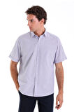 Mor K. Regular Fit Kareli Pamuklu Slim Yaka Kısa Kol Klasik Gömlek