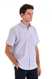Mor K. Regular Fit Kareli Pamuklu Slim Yaka Kısa Kol Klasik Gömlek