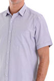 Mor K. Regular Fit Kareli Pamuklu Slim Yaka Kısa Kol Klasik Gömlek