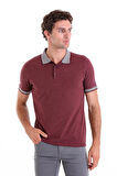 Bordo Regular Fit Düz Pamuklu Polo Yaka Tişört