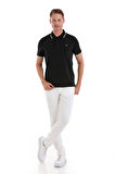 Siyah Regular Fit Düz 100% Pamuk Polo Yaka Tişört